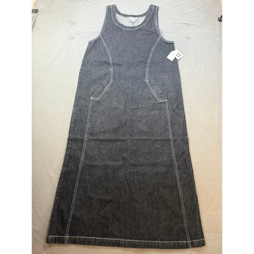 Carolina Blues Denim Dress Maxi Sleeveless Dark Wash Size 12 Pockets NWT.